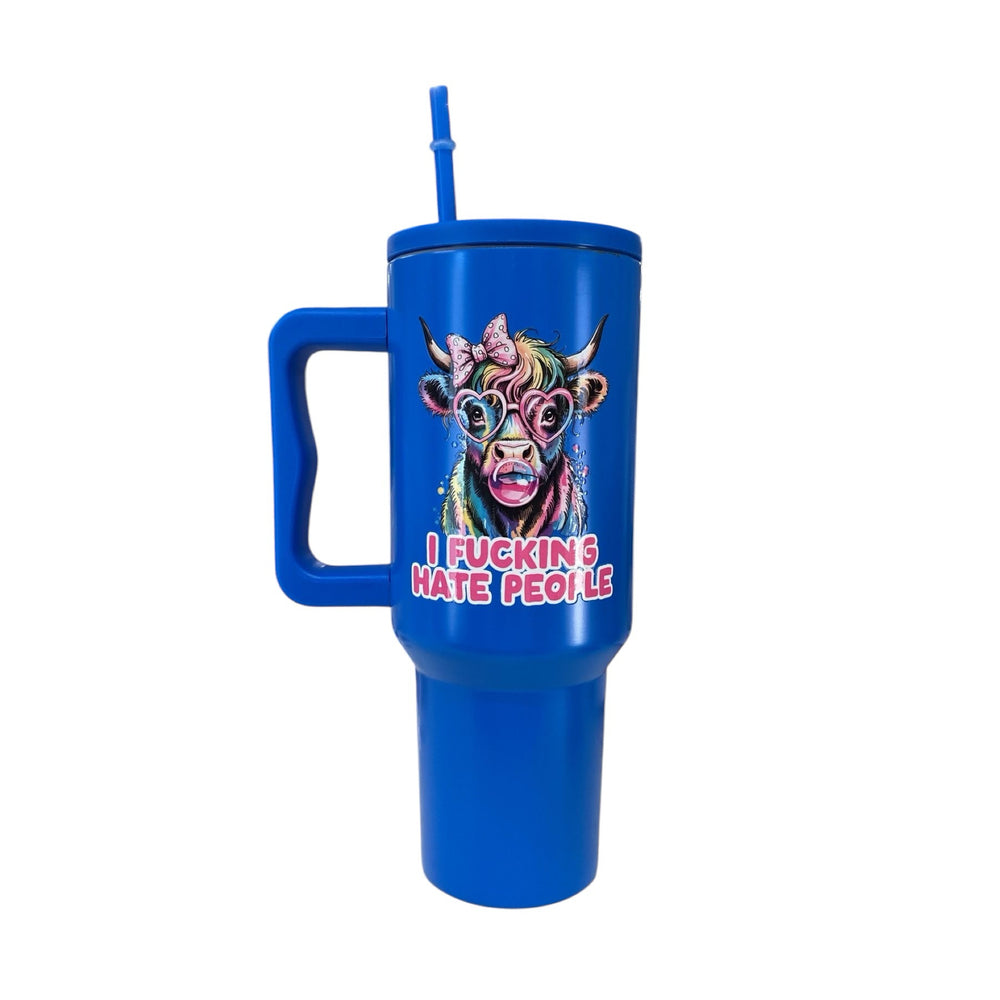 40oz Tumbler - Sweary Rainbow Cow #1 image